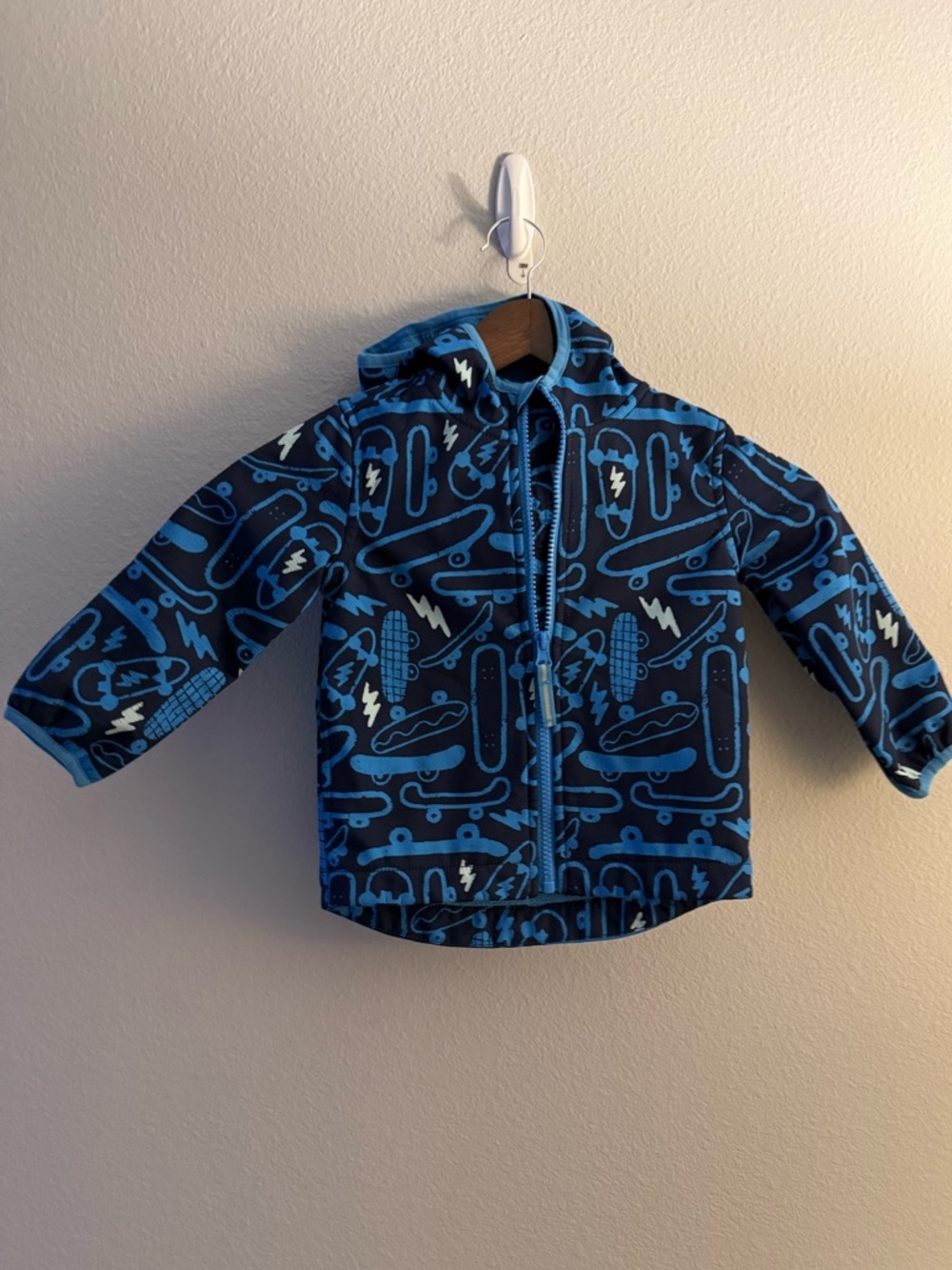 Cat & Jack Navy Jacket with Bright Blue Zip and Print